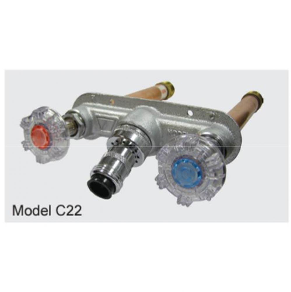 Chrome C22PX Freezeless Hot & Cold Wall Faucet 6 Inch