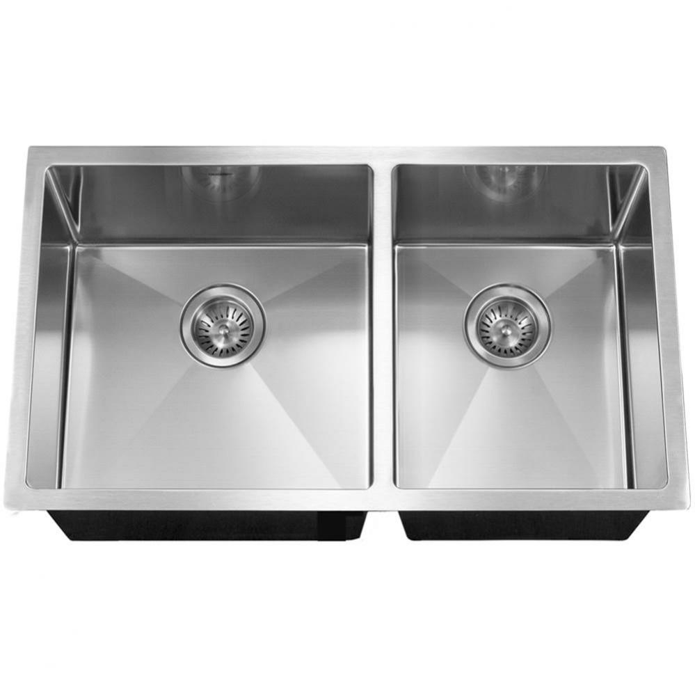 Axiom 32'' 10mm Radius Undermount 60/40 Double Bowl Kitchen Sink