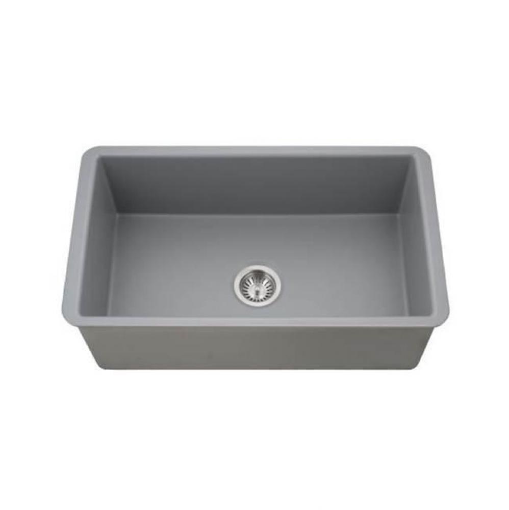 Chelsea 32'' Undermount Fireclay Single Bowl Kitchen Sink, Matte Grey