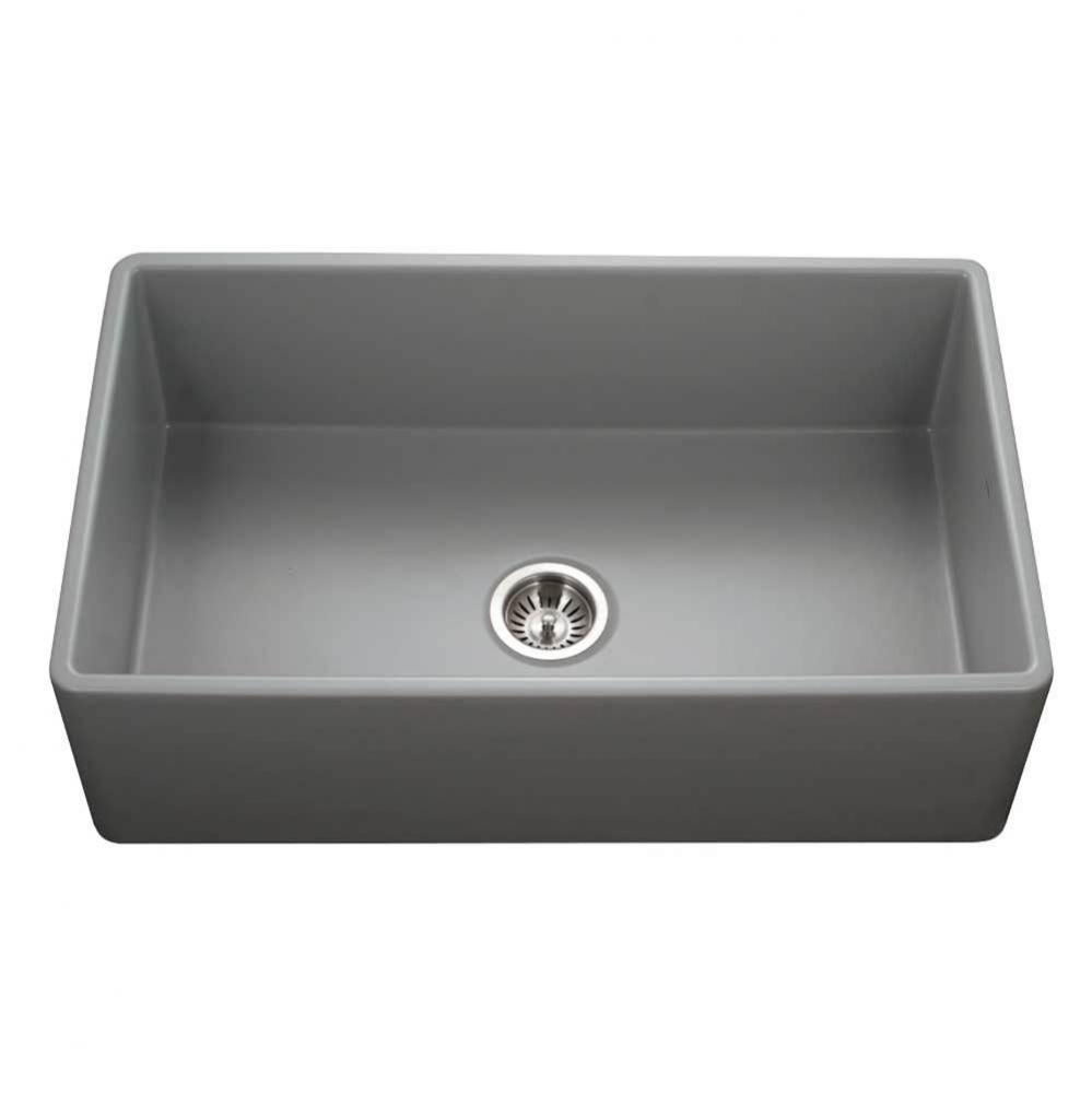 Chelsea 33'' Apron-Front Fireclay Single Bowl Kitchen Sink, Matte Grey