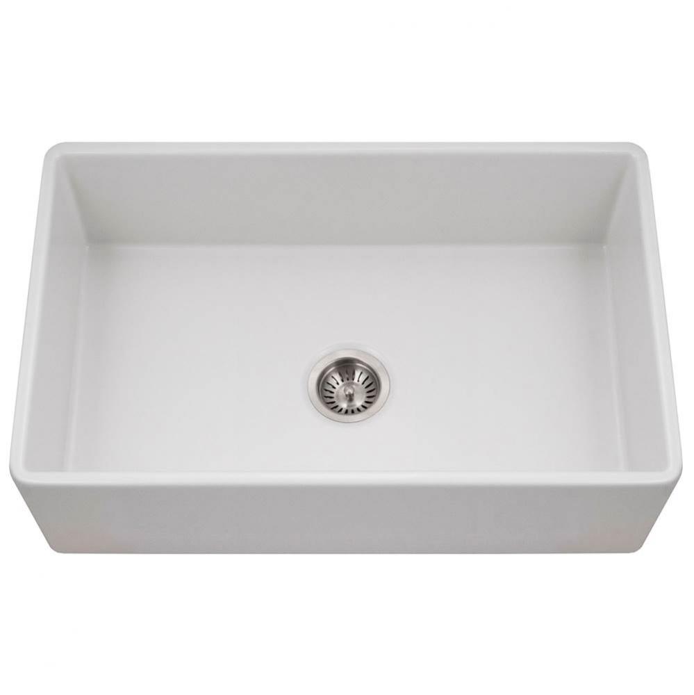Chelsea 33'' Apron-Front Fireclay Single Bowl Kitchen Sink, Matte White