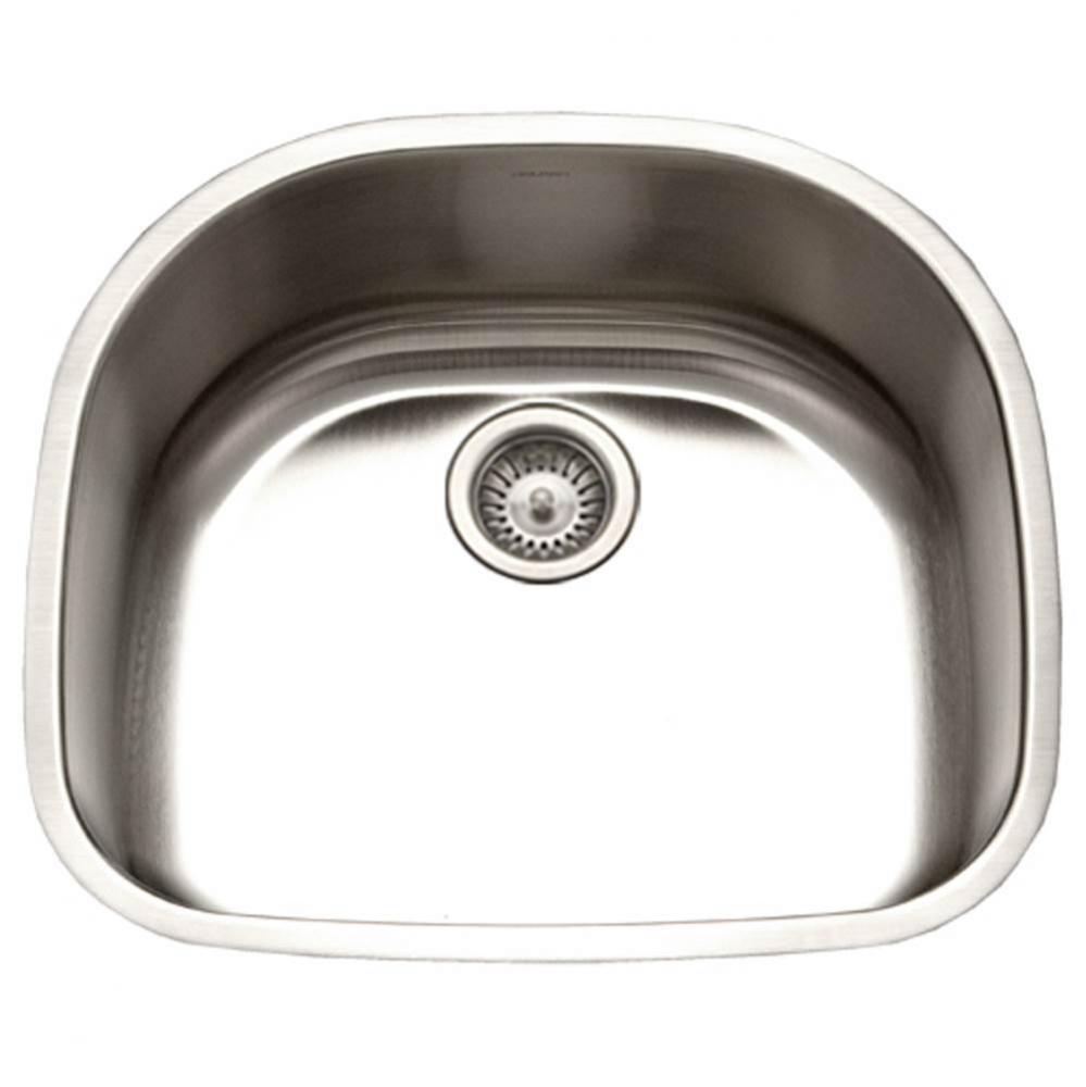 Enterprise 24'' Undermount Stainless Steel Single D Bowl Kitchen Sink, 18 Gauge
