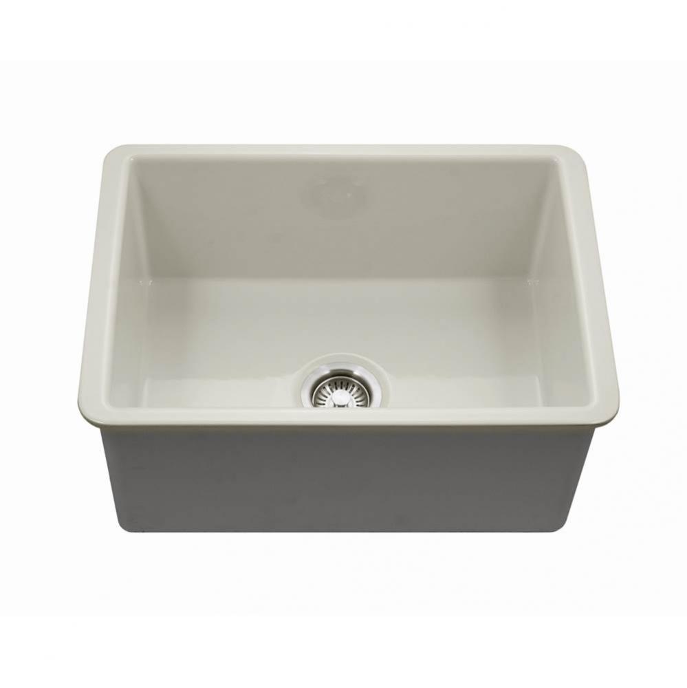 Chelsea 26'' Undermount Fireclay Single Bowl Kitchen Sink, Biscuit