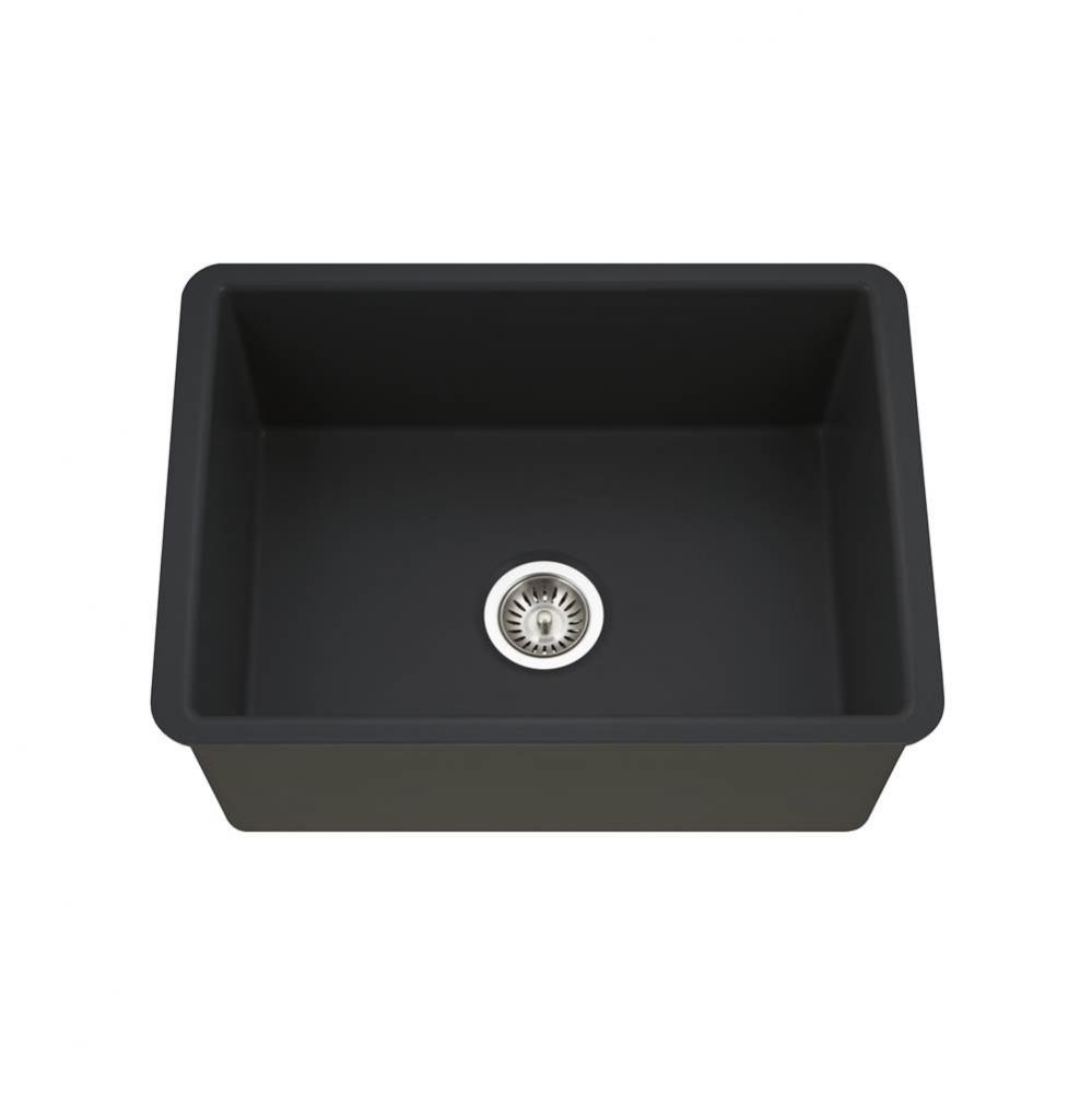 Chelsea 26'' Undermount Fireclay Single Bowl Kitchen Sink, Matte Black