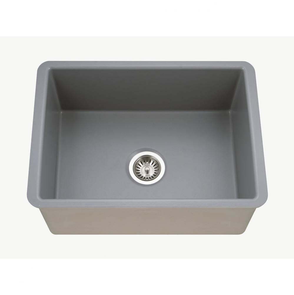 Chelsea 26'' Undermount Fireclay Single Bowl Kitchen Sink, Matte Grey