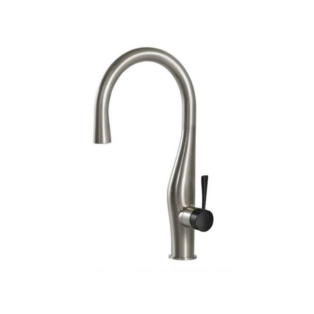 Imagine Dual Function Hidden Pull Down Kitchen Faucet in Brushed Nickel and Matte Black