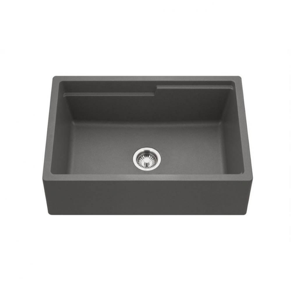 SiOStone 33'' Granite Apron-Front Workstation Kitchen Sink, Slate