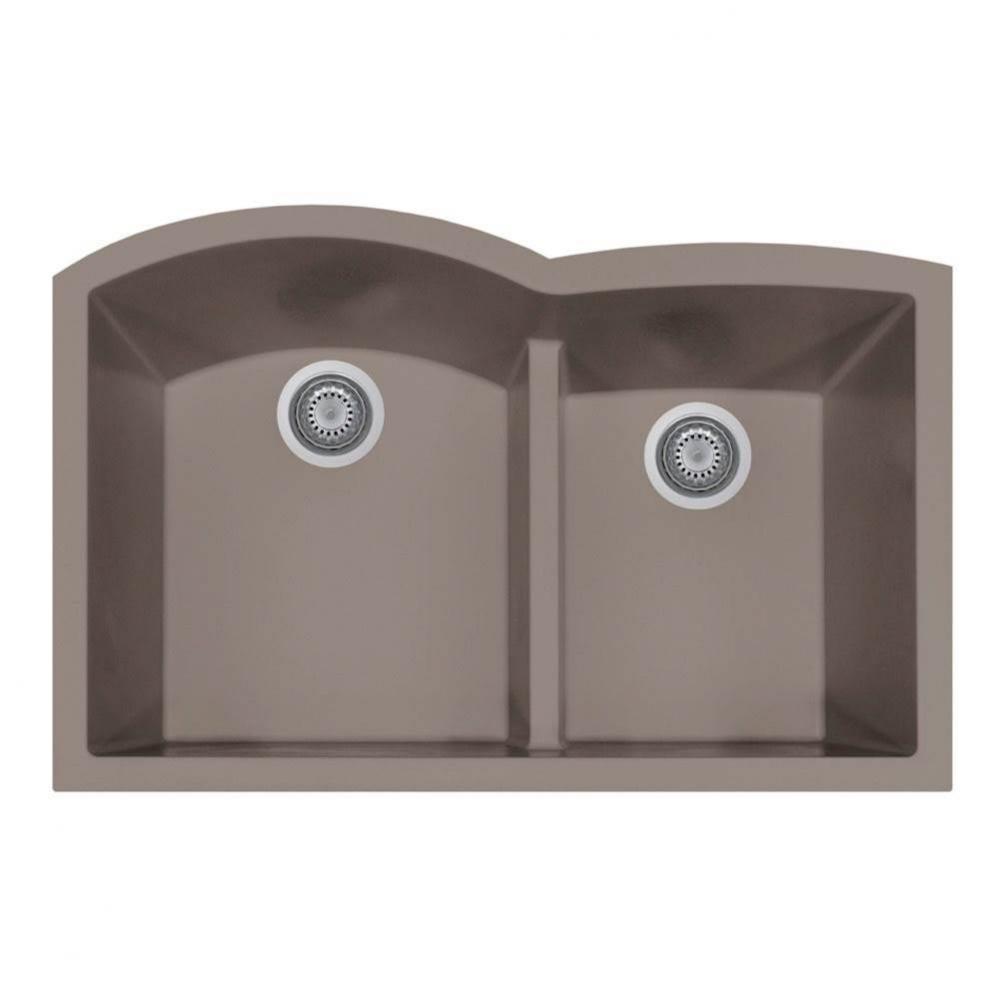 SiOStone 33'' Undermount Double Bowl Granite Kitchen Sink, White