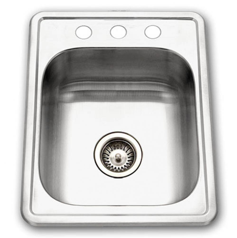 Hotel 17'' Topmount Stainless Steel 3-holes Bar/Prep Sink, Bulk Pac