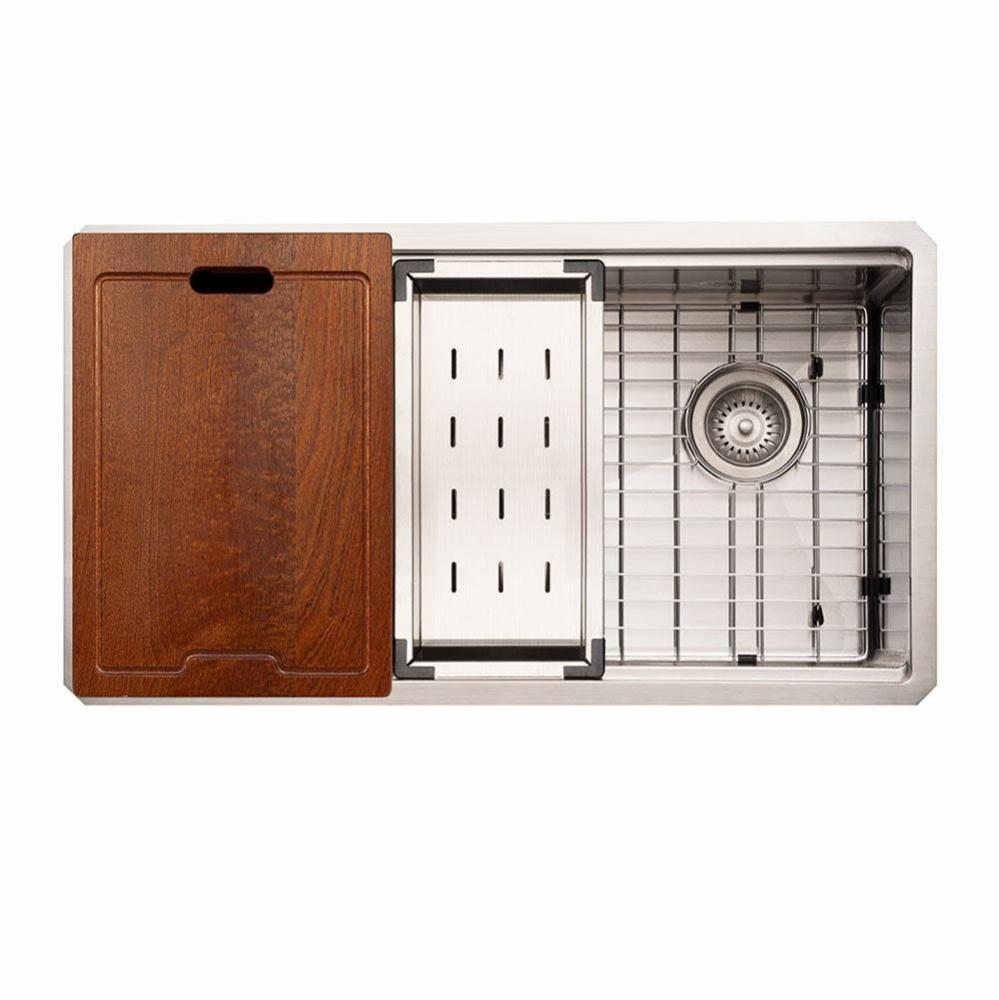 Rendezvous 32'' Single Level Undermount 16GA Stainless Steel Offset Sink