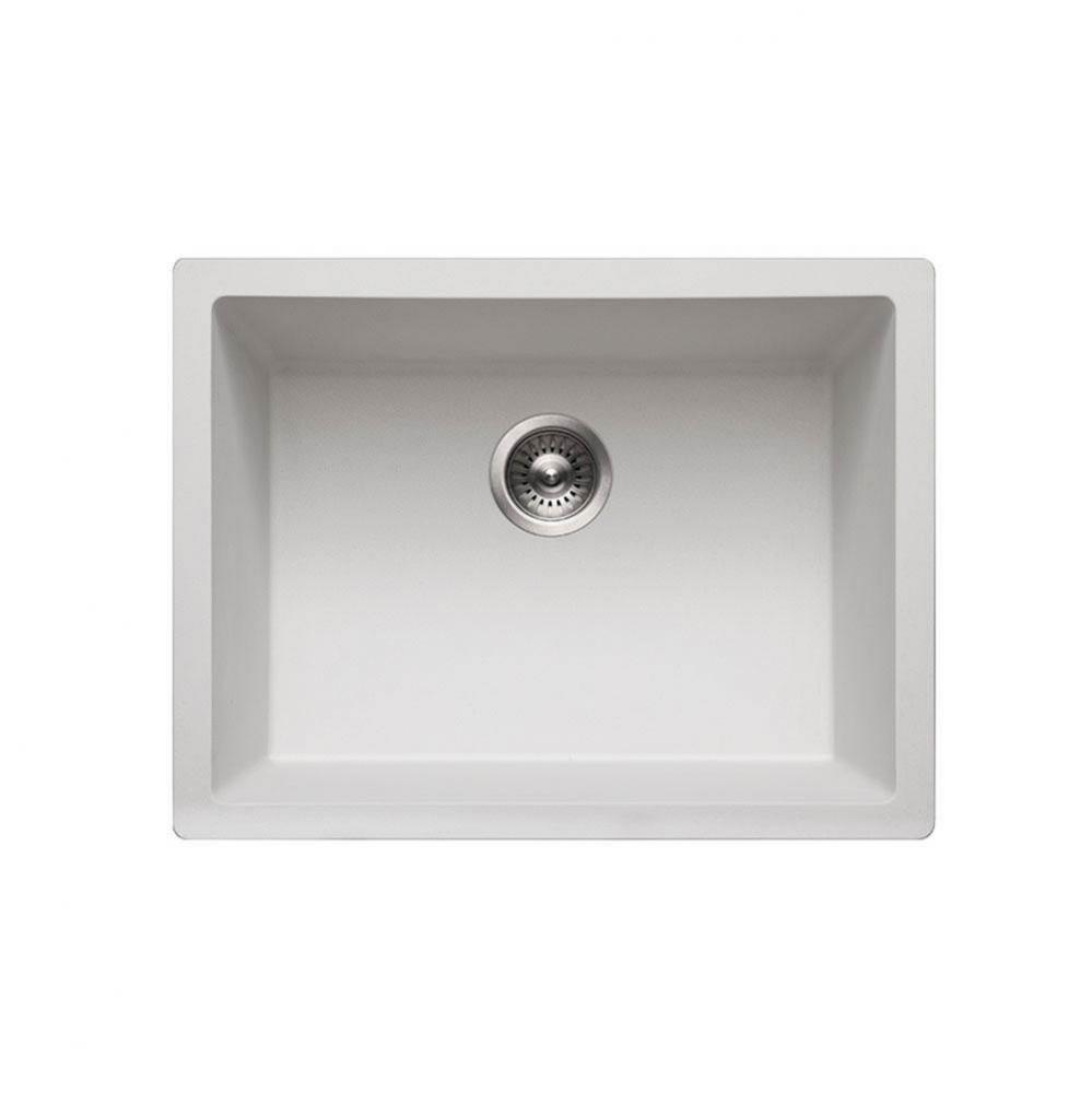 SiOStone 24'' Granite Undermount Single Bowl Kitchen Sink, White