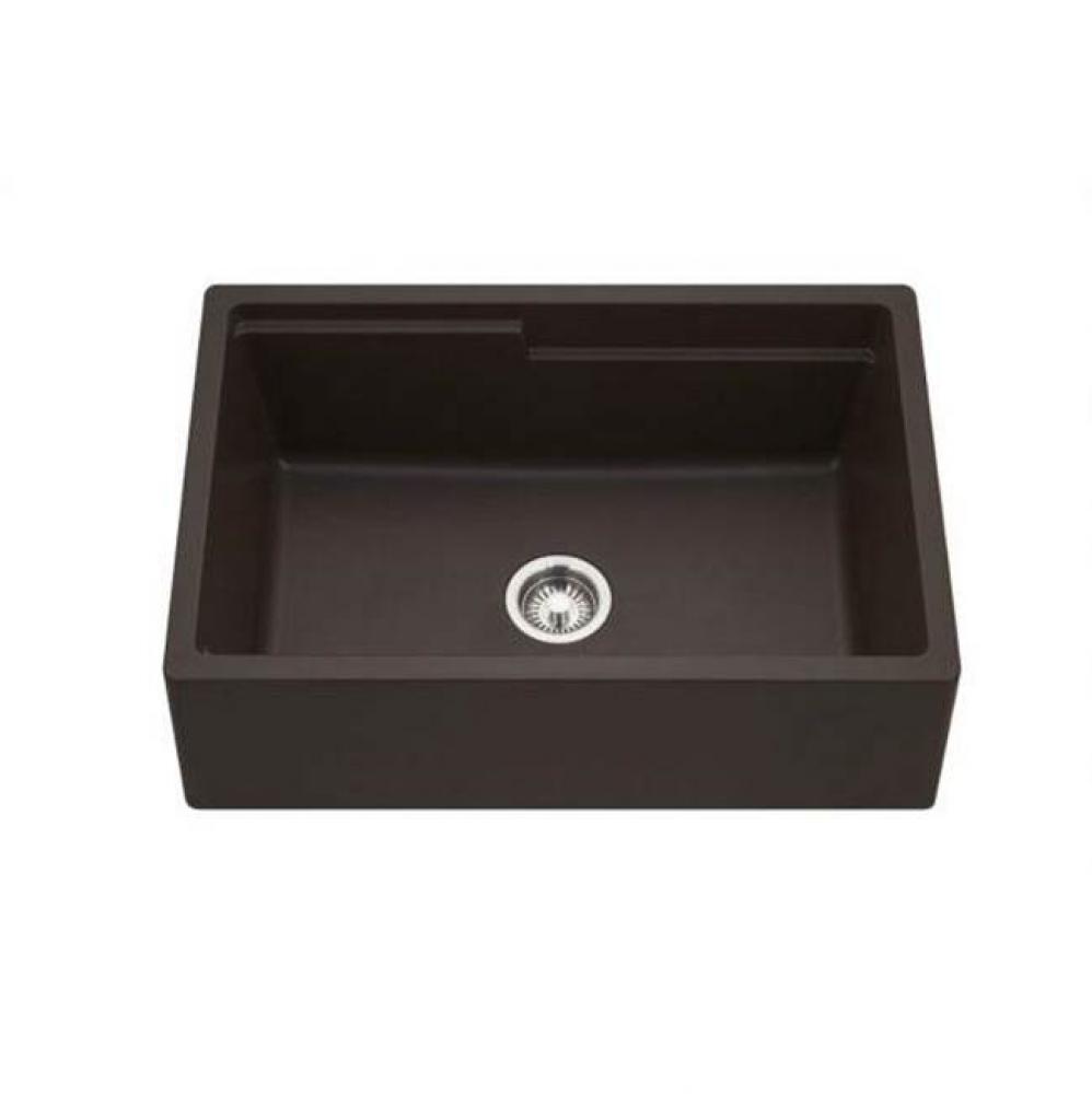SiOStone 30'' Granite Apron-Front Workstation Kitchen Sink, Black
