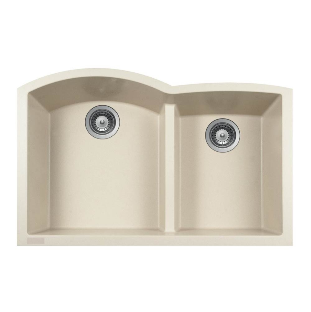 SiOStone 33'' Undermount Double Bowl Granite Kitchen Sink, Linen