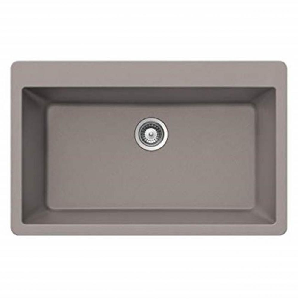 SiOStone 33'' Granite Topmount Large Single Bowl Kitchen Sink, Taupe