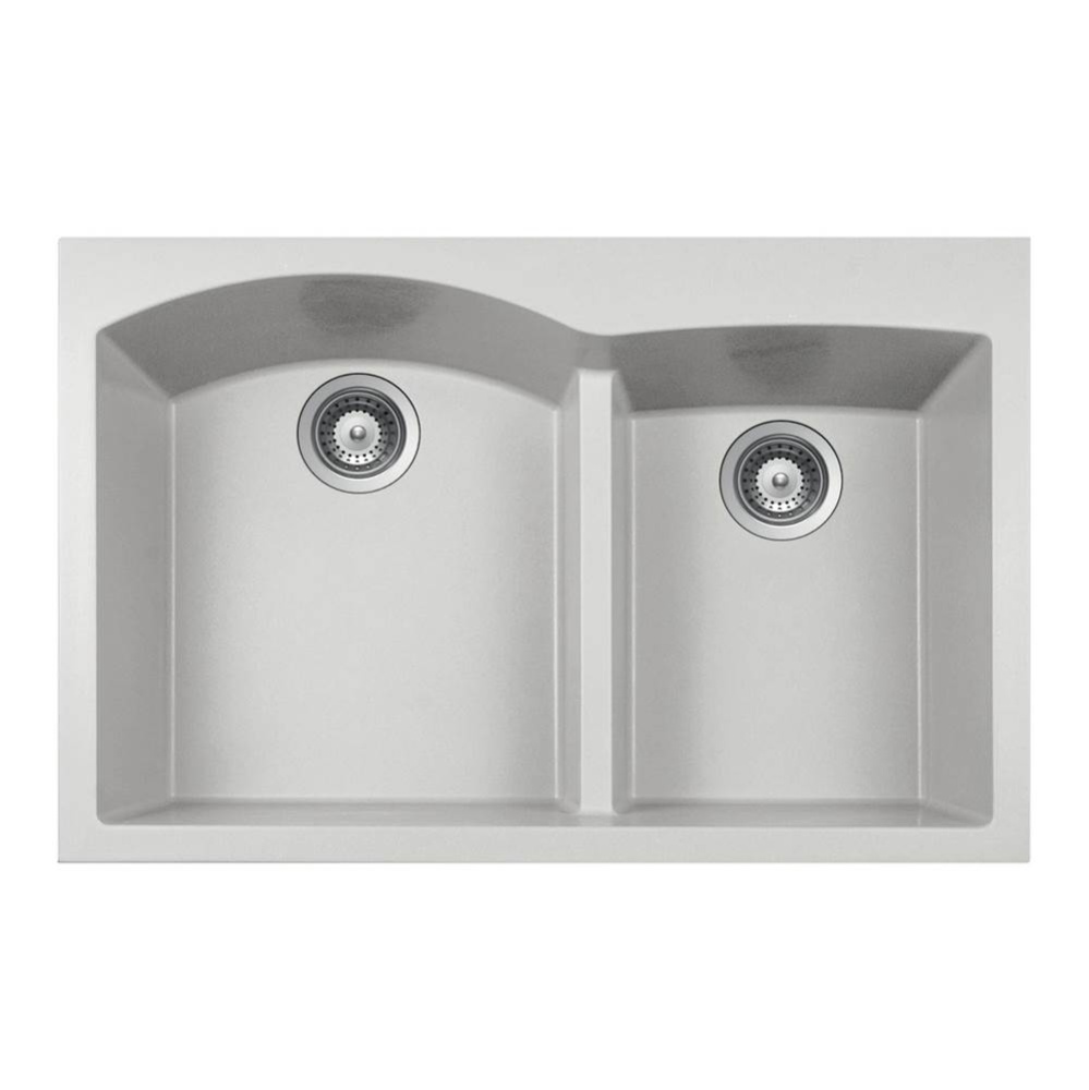 SiOStone 33'' Topmount Double Bowl Granite Kitchen Sink, Thunder