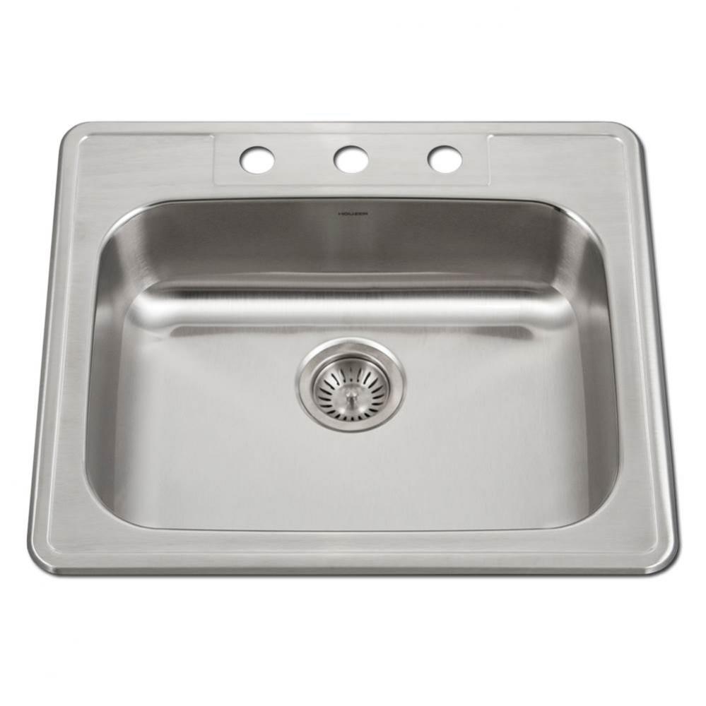 Revive 25'' ADA Topmount Stainless Steel 3-hole Sink, 5'' Depth, Bulk Pack