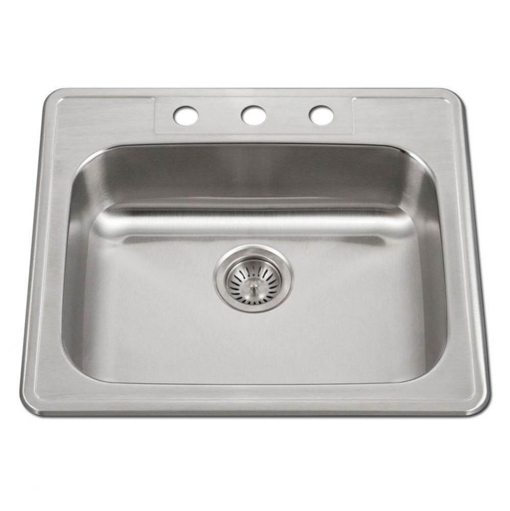 Revive 25'' ADA Topmount Stainless Steel 4-hole Sink, 6-1/2'' Depth, Bulk Pack