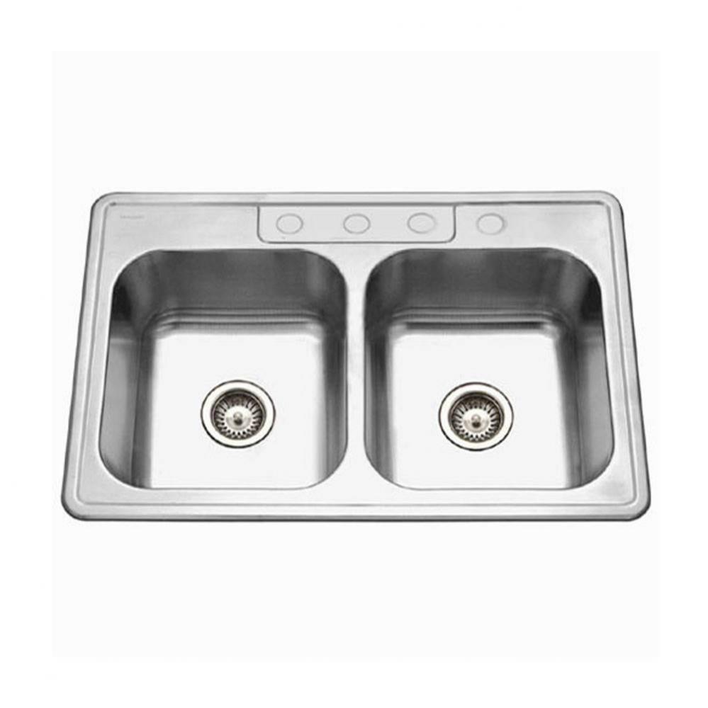 Revive 33''  ADA Topmount Stainless Steel 3-hole Sink, 6'' Depth