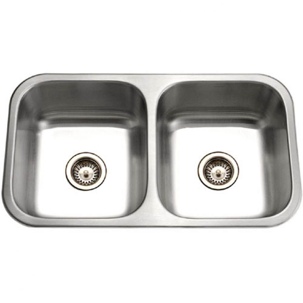 Vitality 32'' Undermount Stainless Steel 50/50 Double Bowl Kitchen Sink