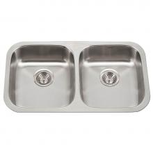 Hamat CADA-3218DU-5-1 - Classic 32'' ADA Undermount 50/50 Double Bowl Stainless Steel Sink, 5'' Depth