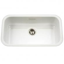 Hamat CER-3118S-WH - Enamel Steel Undermount  Large Single Bowl Kitchen Sink, White 