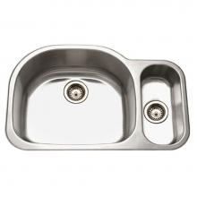 Hamat DES-3221DR-1 - Designer 32'' Undermount Stainless Steel 80/20 Double Bowl Kitchen Sink, Small Bowl Righ