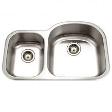 Hamat DES-3322DL-1 - Designer 32'' Undermount Stainless Steel 30/70 Double Bowl Kitchen Sink, Small Bowl Left