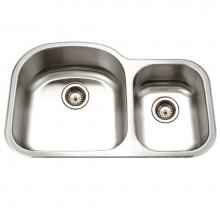 Hamat DES-3322DR-1 - Designer 32'' Undermount Stainless Steel 70/30 Double Bowl Kitchen Sink, Small Bowl Righ