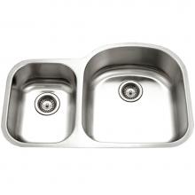 Hamat ENT-3321DDL-20 - Enterprise 32'' Undermount Stainless Steel 30/70 Double Bowl Kitchen Sink, Small Bowl Le