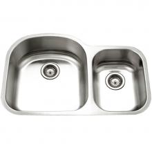 Hamat ENT-3321DDR-20 - Enterprise 32'' Undermount Stainless Steel 70/30 Double Bowl Kitchen Sink, Small Bowl Ri
