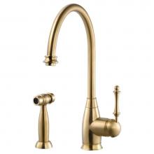 Hamat EXSH-4000-BB - Exeter Traditional Brass Single Lever Faucet with Side Spray in Brushed Brass