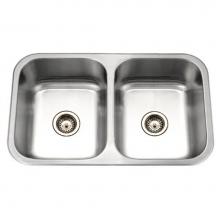 Hamat GOR-3221D-1 - Gourmet 32'' Undermount Stainless Steel 50/50 Double Bowl Kitchen Sink