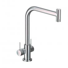 Hamat KNDH-1000-BSS - Knob Contemprary Dual Handle Kitchen Faucet in Brushed Stainless Steel, less sidepsray