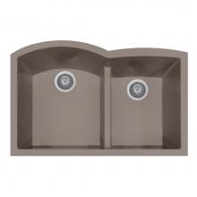 Hamat SIO-3321DAUR-WH - SiOStone 33'' Undermount Double Bowl Granite Kitchen Sink, White