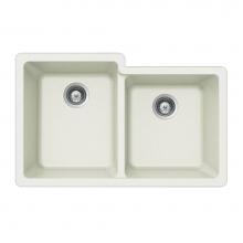 Hamat SIO-3321DUR-SL - SiOStone 33'' Granite Undermount 60/40 Double Bowl Kitchen Sink, Slate