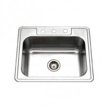 Hamat REV-2522ST-7-3-1 - Revive 25'' Topmount Stainless Steel 3-hole Single Bowl Kitchen Sink, 7'' Dept