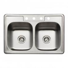 Hamat REV-3322DT-7-4-20 - Revive 33'' Topmount Stainless Steel 4-hole Single Bowl Kitchen Sink, 7'' Dept