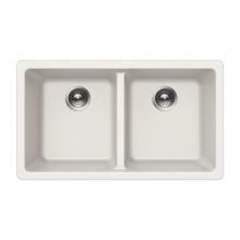 Hamat SIO-2917DU-WH - SiOStone 31'' Granite Undermount 50/50 Double Bowl Kitchen Sink, White