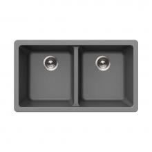 Hamat SIO-2917DU-SL - SiOStone 31'' Granite Undermount 50/50 Double Bowl Kitchen Sink, Slate