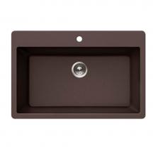 Hamat SIO-3017ST-MO - SiOStone 33'' Granite Topmount Large Single Bowl Kitchen Sink, Mocha