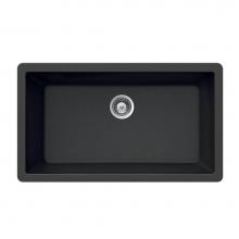 Hamat SIO-3017SU-BL - SiOStone 33'' Granite Undermount Large Single Bowl Kitchen Sink, Black