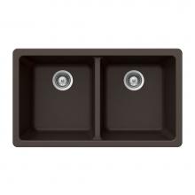 Hamat SIO-3319DU-MO - SiOStone 33'' Granite Undermount 50/50 Double Bowl Kitchen Sink, Mocha