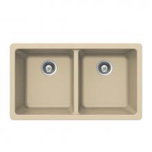 Hamat SIO-3319DU-SD - SiOStone 33'' Granite Undermount 50/50 Double Bowl Kitchen Sink, Sand