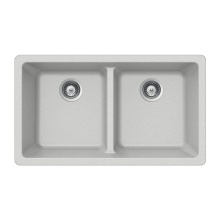 Hamat SIO-3319DU-TH - SiOStone 33'' Granite Undermount 50/50 Double Bowl Kitchen Sink, Thunder
