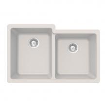 Hamat SIO-3321DUR-SD - SiOStone 33'' Granite Undermount 60/40 Double Bowl Kitchen Sink, Sand