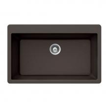 Hamat SIO-3321ST-MO - SiOStone 33'' Granite Topmount Large Single Bowl Kitchen Sink, Mocha