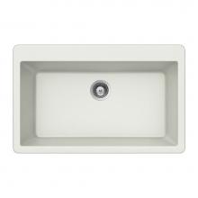 Hamat SIO-3321ST-WH - SiOStone 33'' Granite Topmount Large Single Bowl Kitchen Sink, White