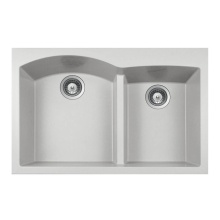 Hamat SIO-3322DATR-TH - SiOStone 33'' Topmount Double Bowl Granite Kitchen Sink, Thunder