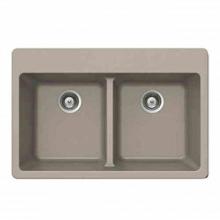 Hamat SIO-3322DT-TA - SiOStone 33'' Topmount 50/50 Double Bowl Kitchen Sink, Taupe