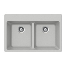 Hamat SIO-3322DT-TH - SiOStone 33'' Topmount 50/50 Double Bowl Kitchen Sink, Thunder